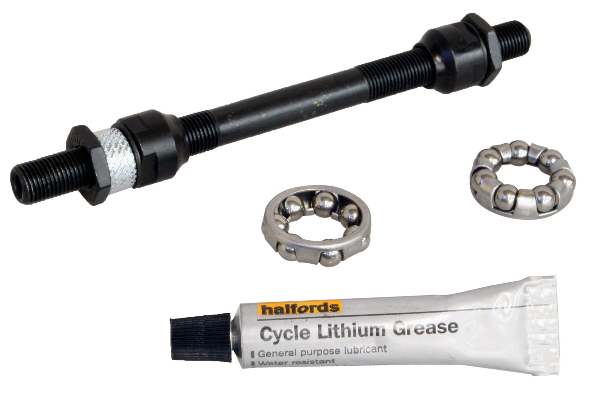 Halfords 10mm x 140mm Axle with Bearings and Grease - Hollow