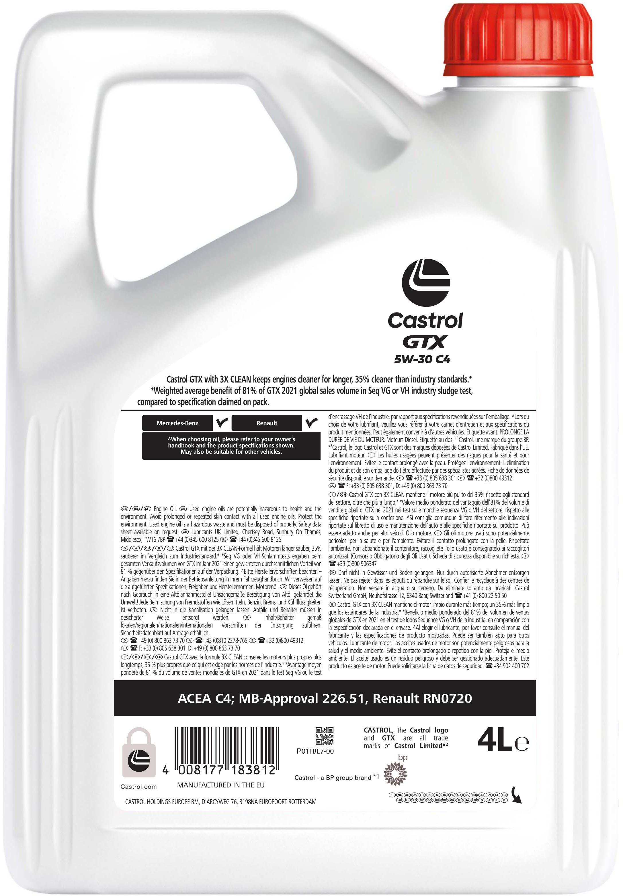 Castrol GTX 5W-30 C4 Oil 4L