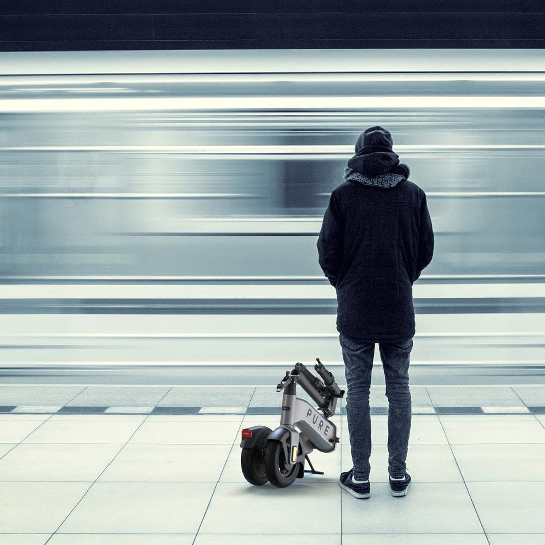 Pure Advance Flex Electric Scooter, Platinum Silver