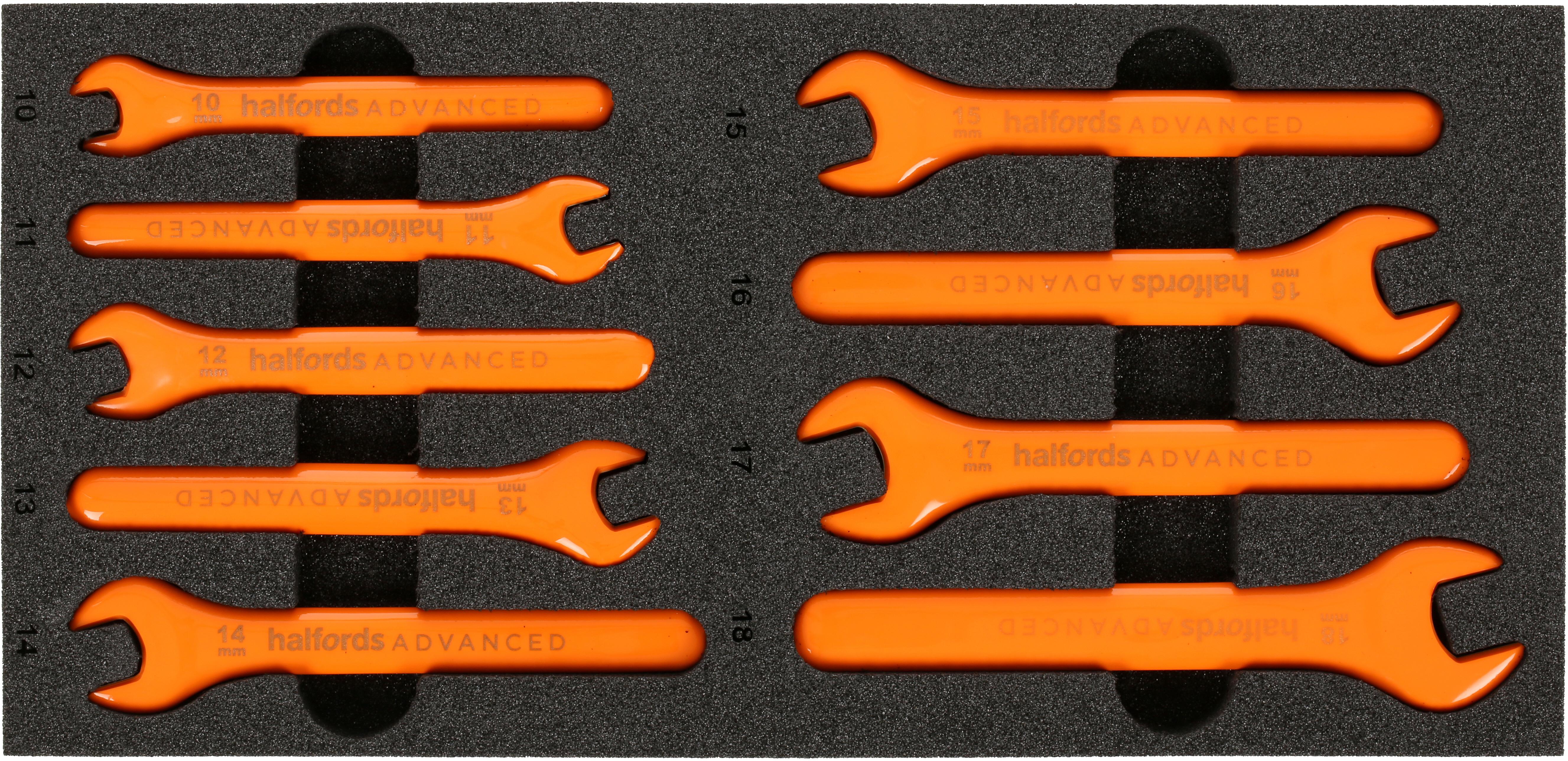Halfords Advanced EV 1000V Insulated 9 Piece Spanner Set 10-18mm