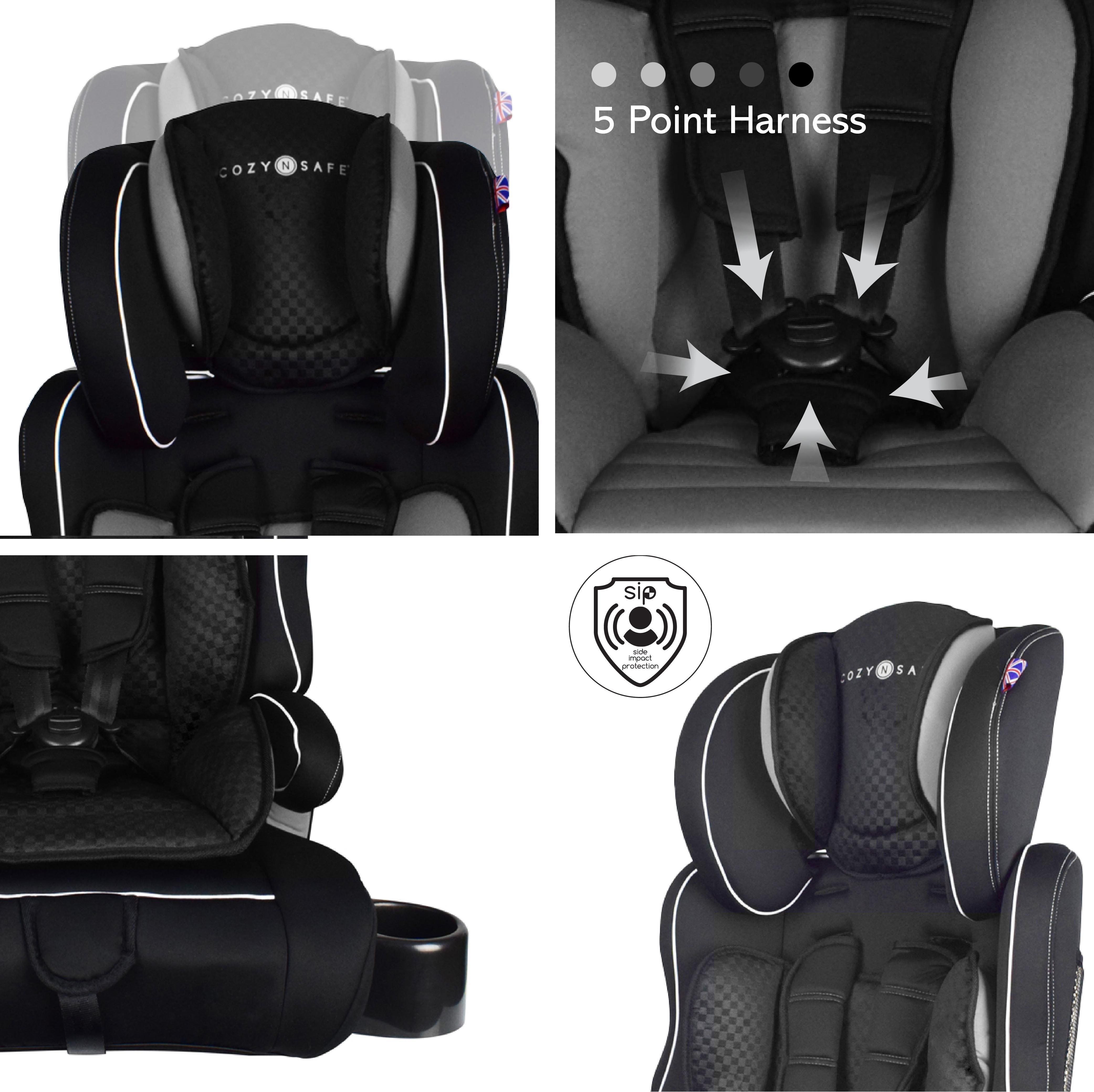 CozyNSafe Everest Group 1/2/3 Child Car Seat with Cup Holders – Black/Red 3 CozyNSafe Everest Group 1/2/3 Child Car Seat with Cup Holders – Black/Red