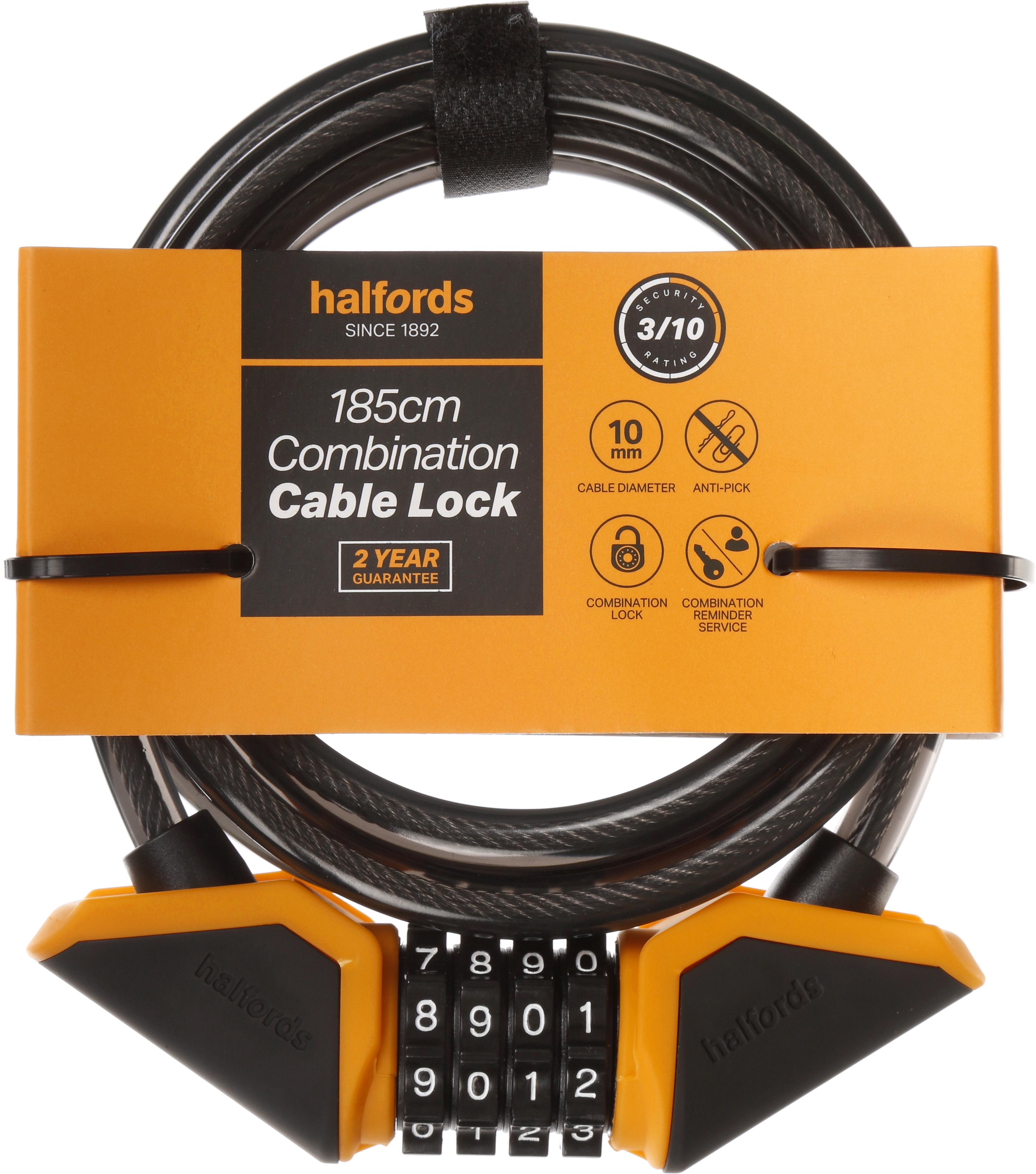 Halfords 185cm Cable Lock - Combination