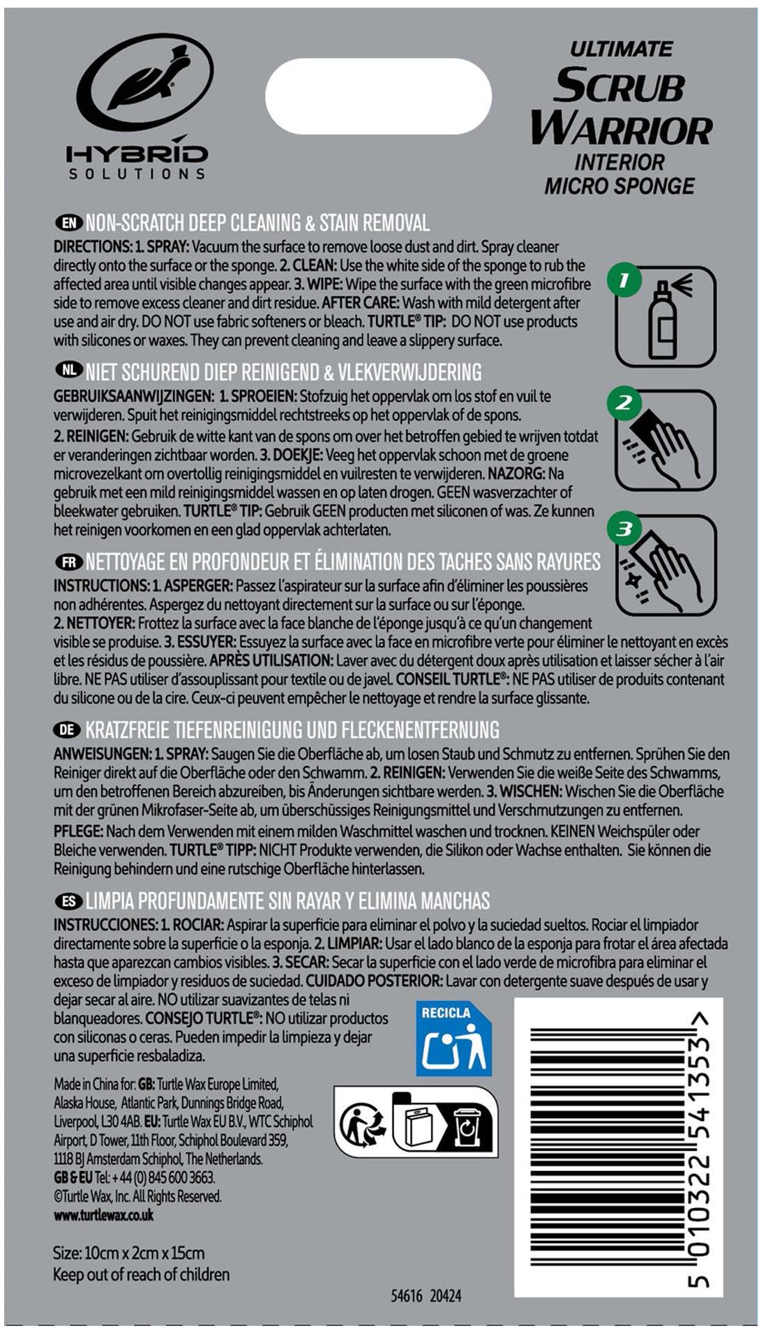 Turtle Wax Hybrid Solutions Scrub Warrior Interior Micro Sponge 3 Turtle Wax Hybrid Solutions Scrub Warrior Interior Micro Sponge