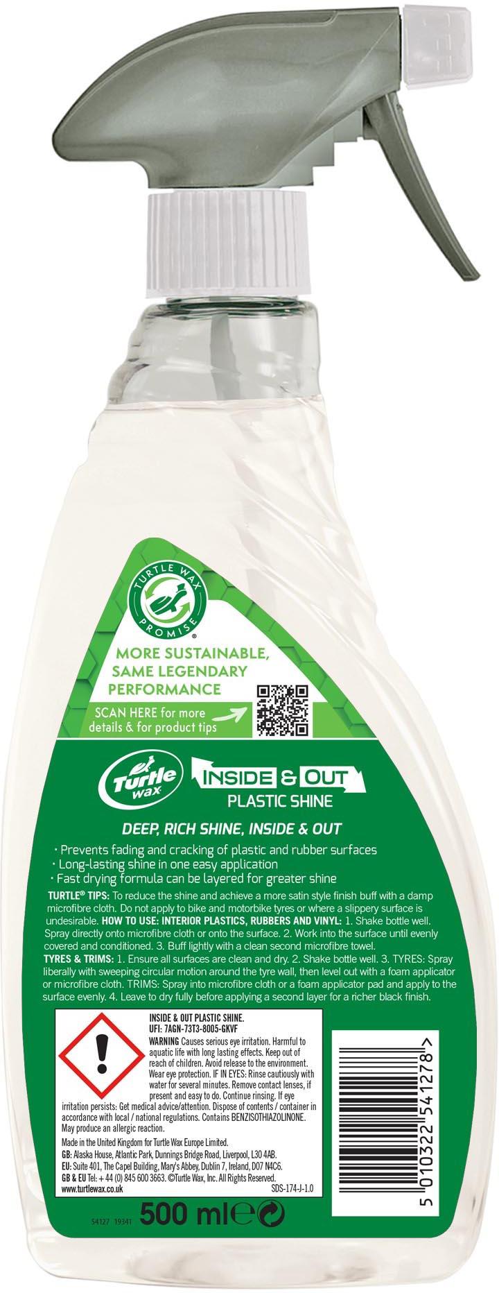 Turtle Wax Inside & Out Plastic Shine 500Ml 3 Turtle Wax Inside & Out Plastic Shine 500Ml