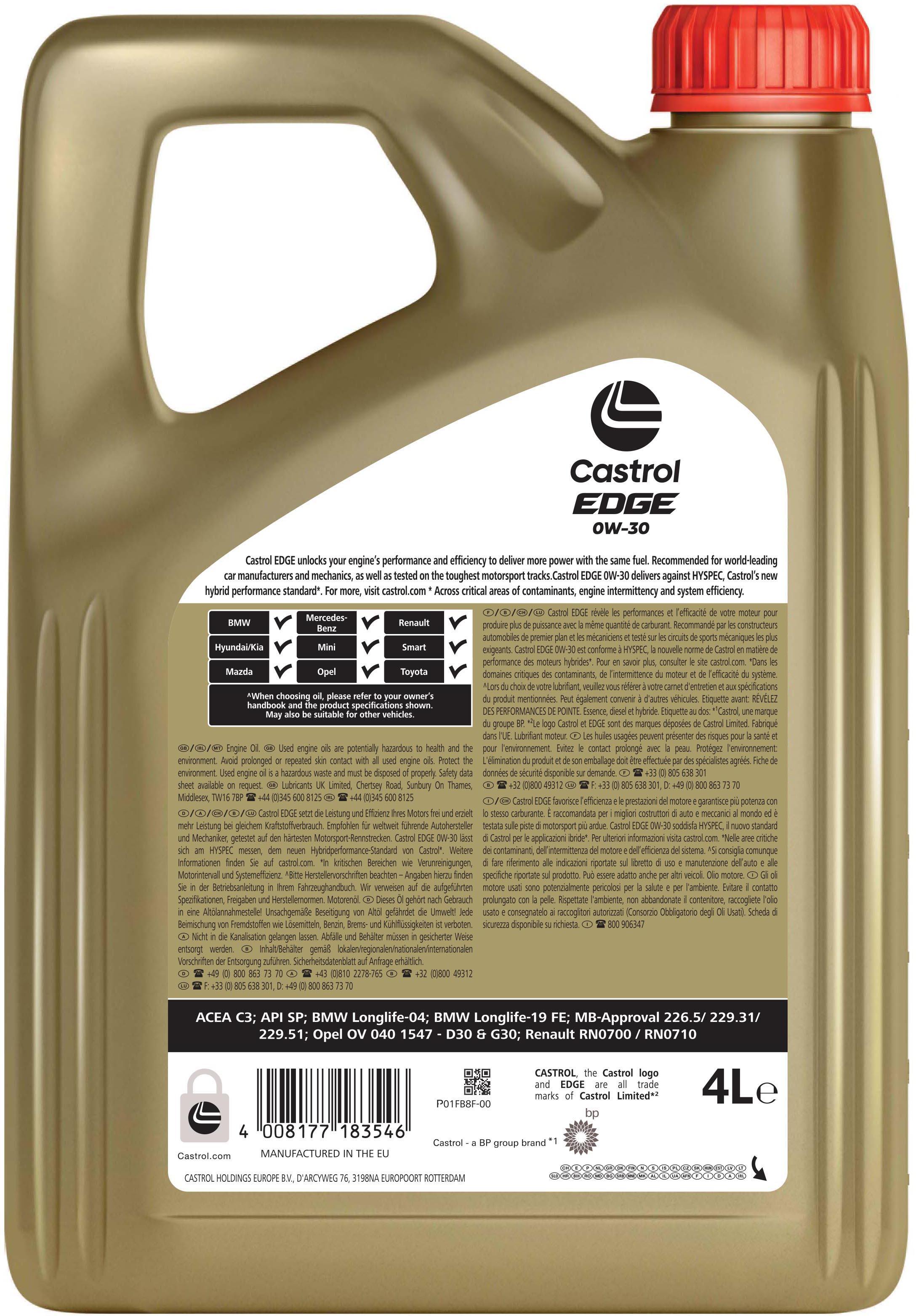 Castrol Edge Titanium 0W30 Oil 4 Litre