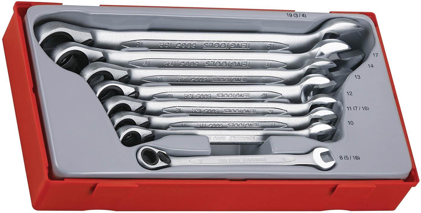 Teng Spanner Set Combn Rev Ratchet 8pcs