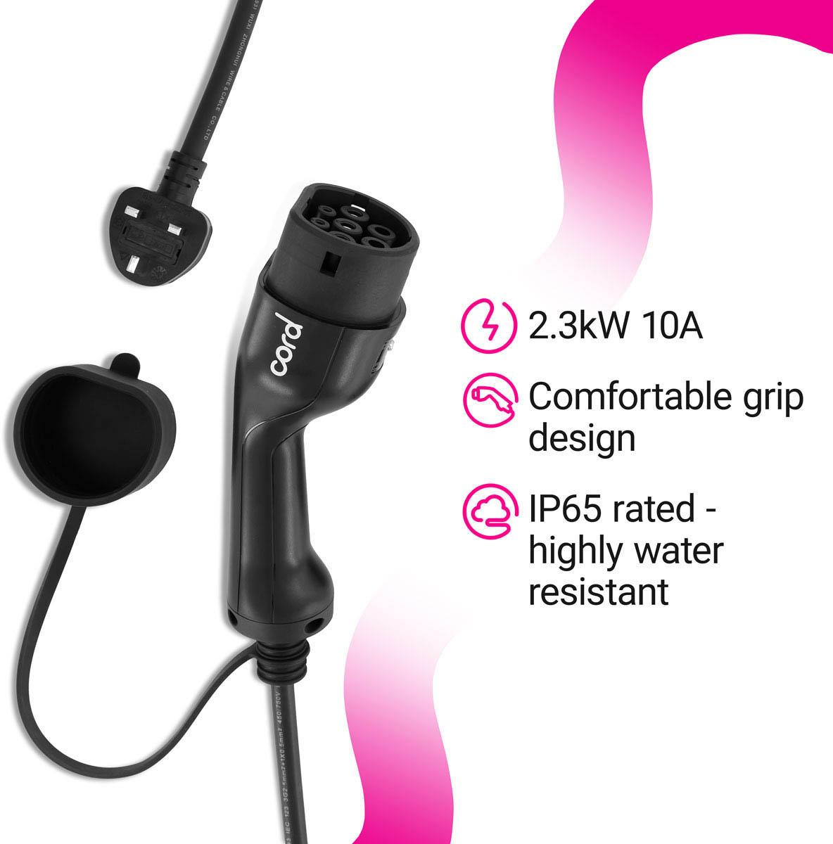 Cord Portable Charger 10 metre 230V 6A-8A-10A Max 2.3kW