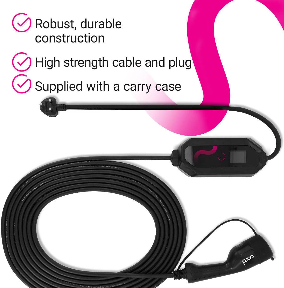 Cord Portable Charger 10 metre 230V 6A-8A-10A Max 2.3kW 4 Cord Portable Charger 10 metre 230V 6A-8A-10A Max 2.3kW