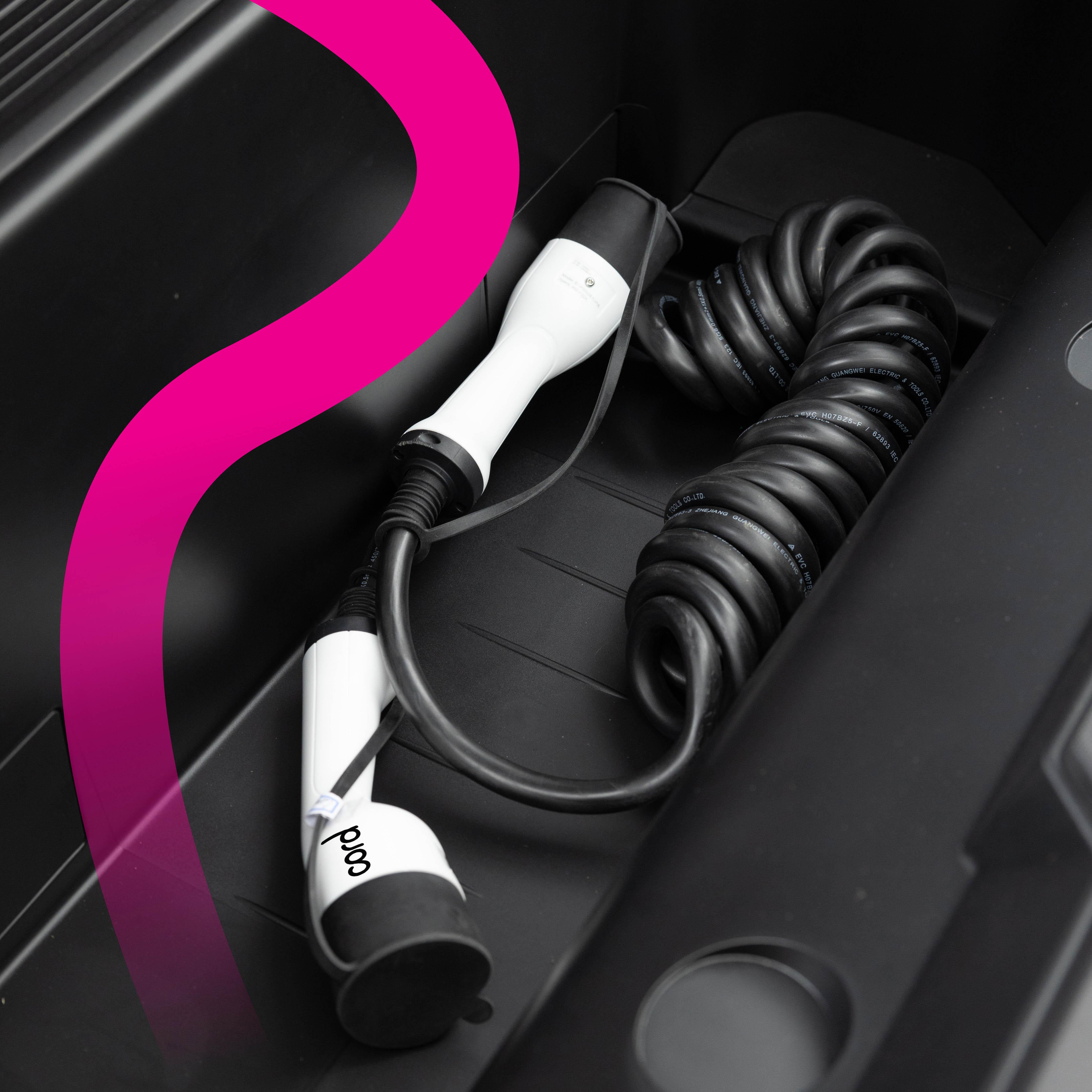 Cord EV Coiled Cable 7.5m - 22kW Three Phase Type 2