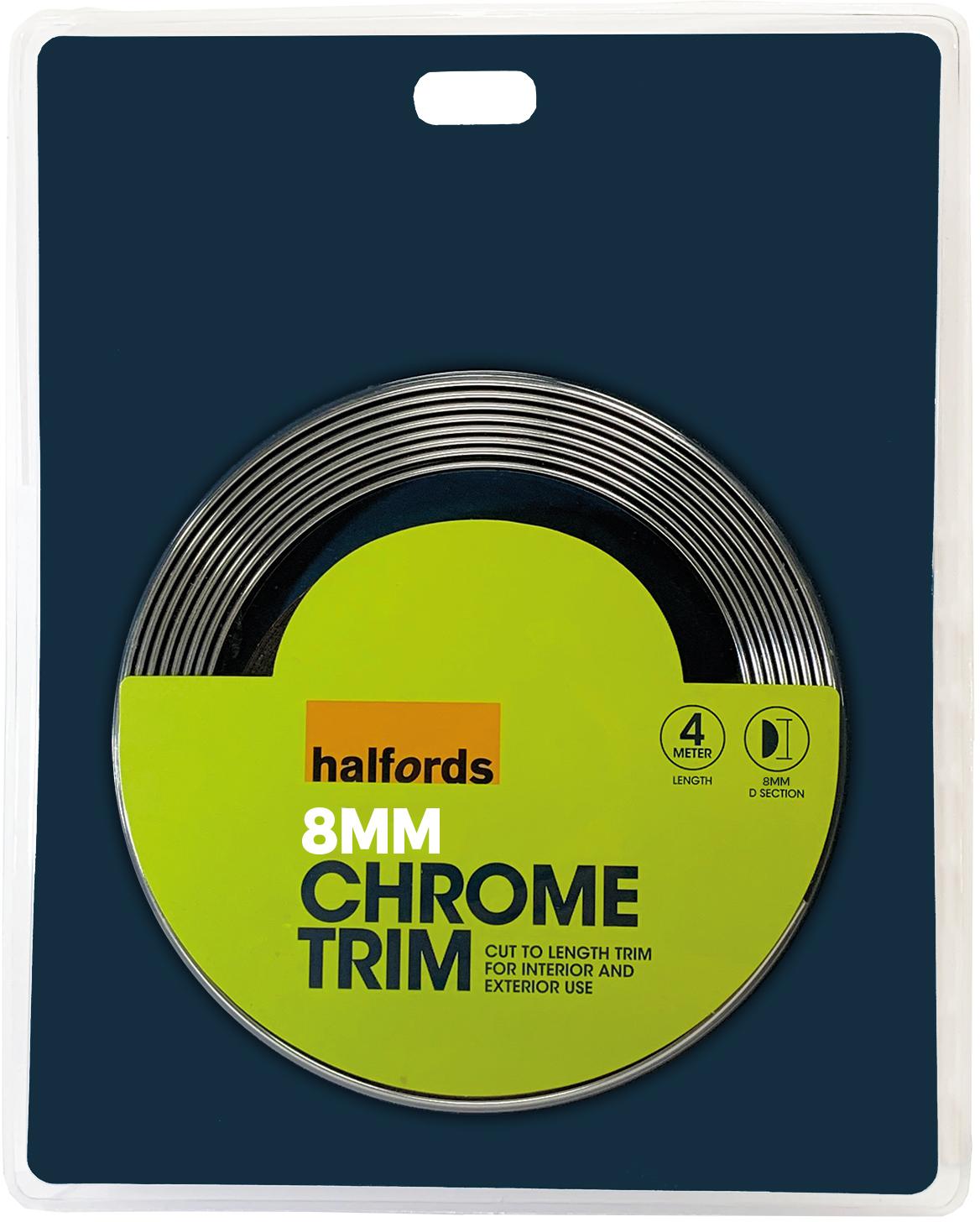 Halfords Chrome Trim 8mm D-Shaped