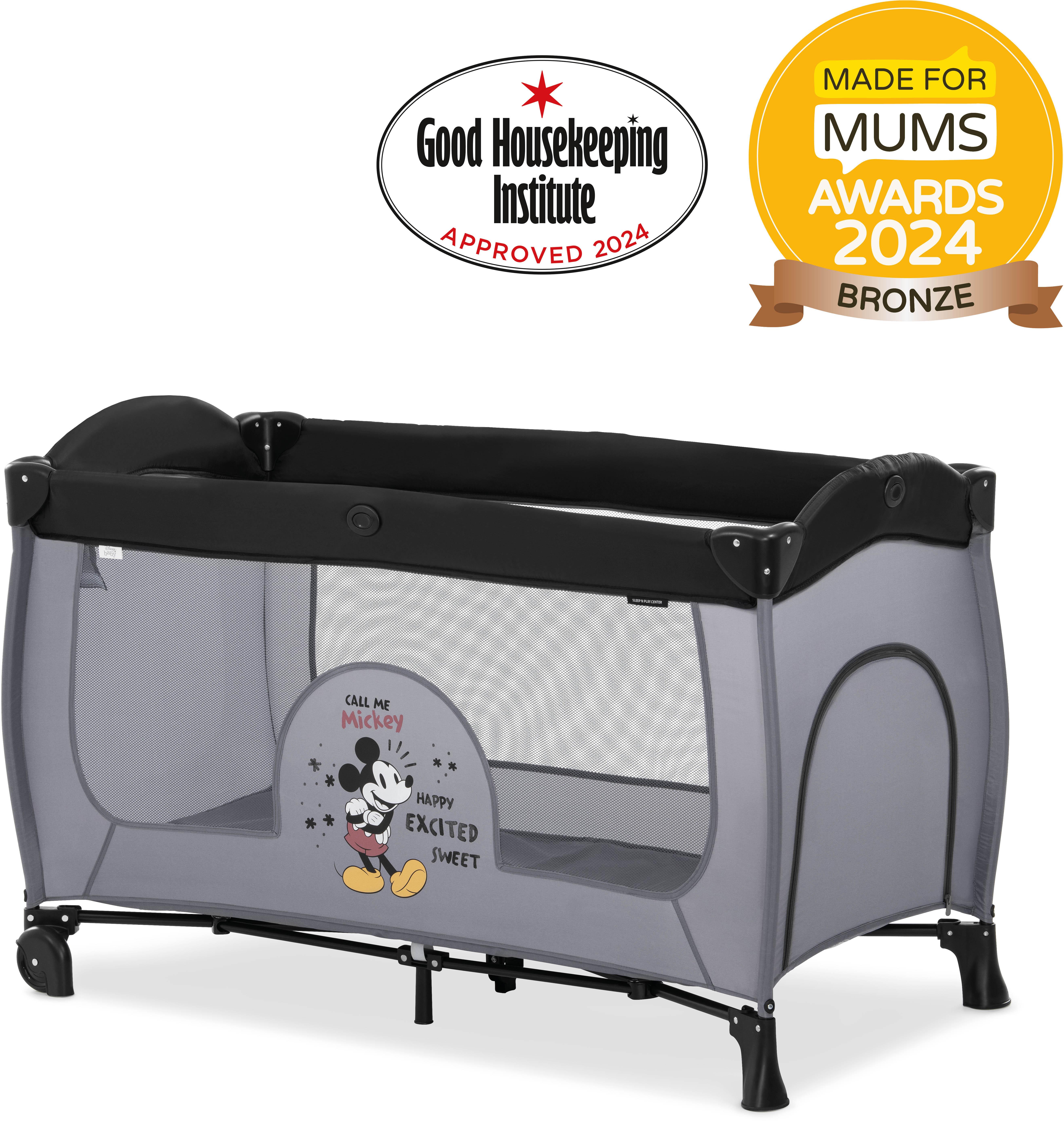hauck Sleep N Play Center Travel Cot - Mickey Mouse Grey