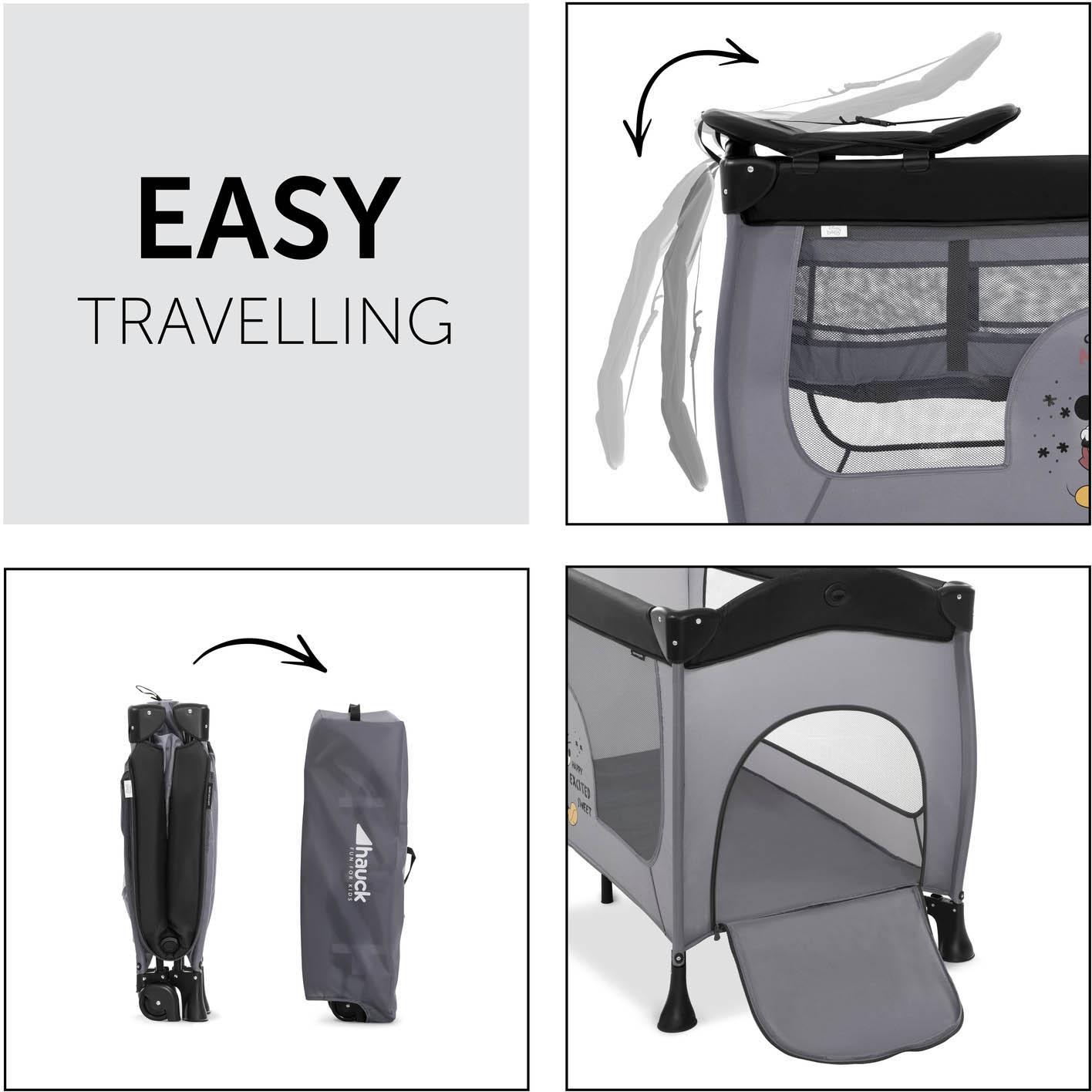 hauck Sleep N Play Center Travel Cot - Mickey Mouse Grey