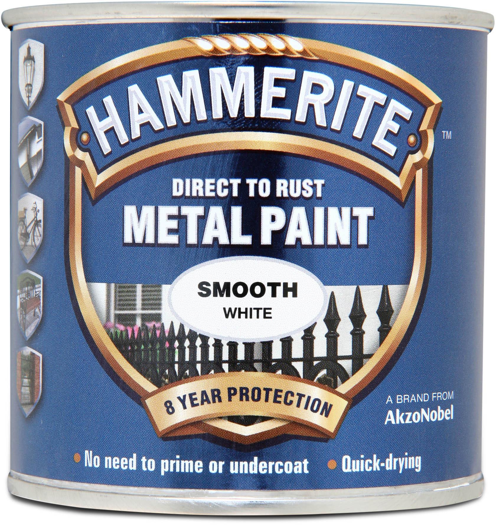 Hammerite Direct to Rust Metal Paint Smooth White 250ml