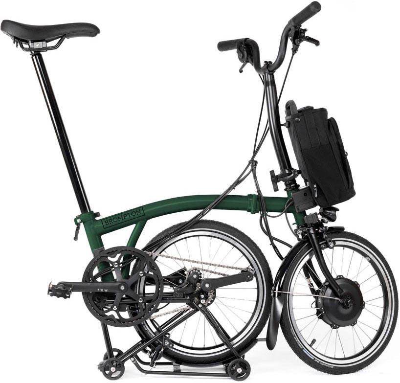 Brompton Electric C Line Explore E-Folding Bike, 12 Speed - Racing Green