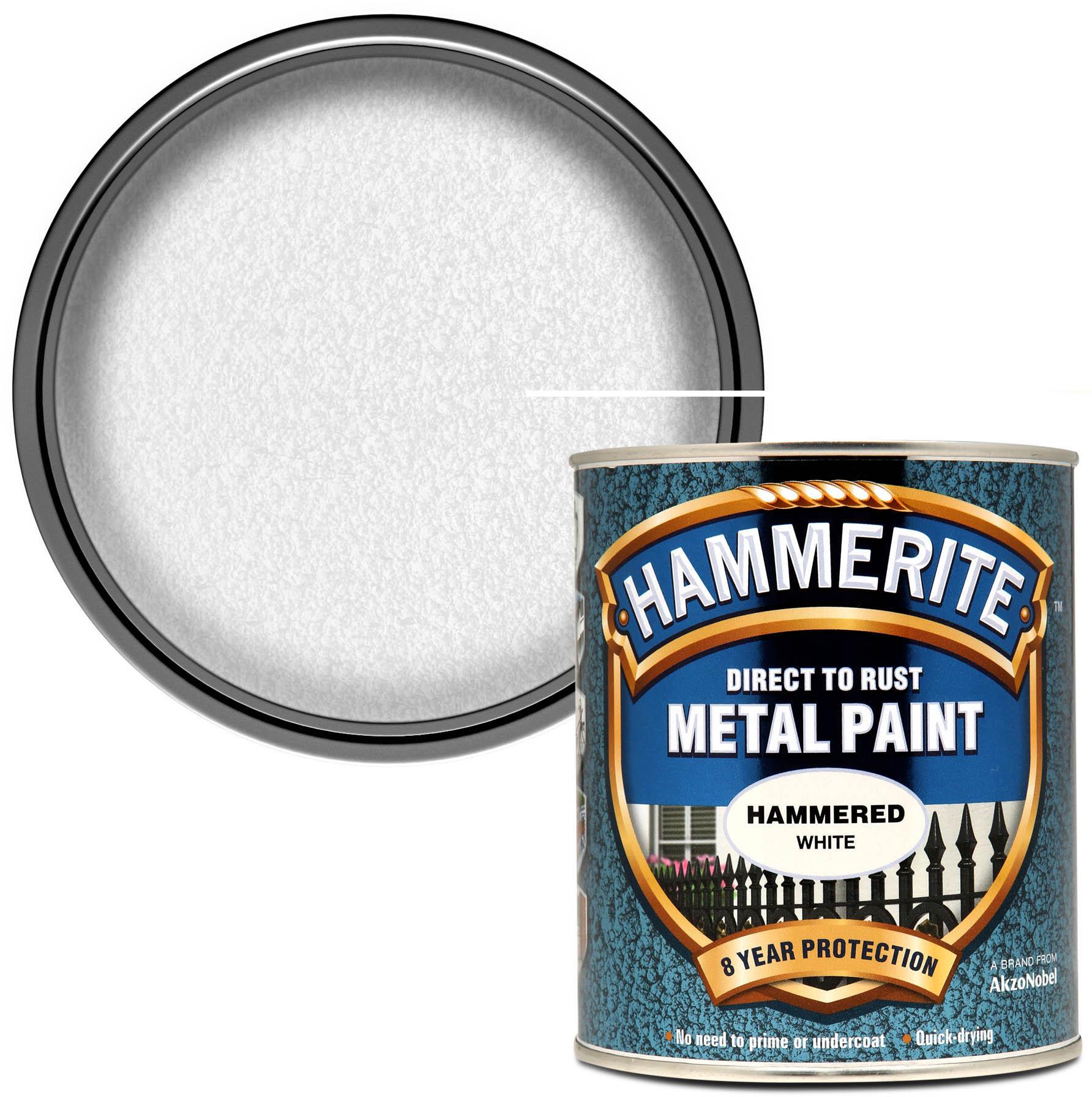 Hammerite Direct to Rust Metal Paint Hammered White 750ml