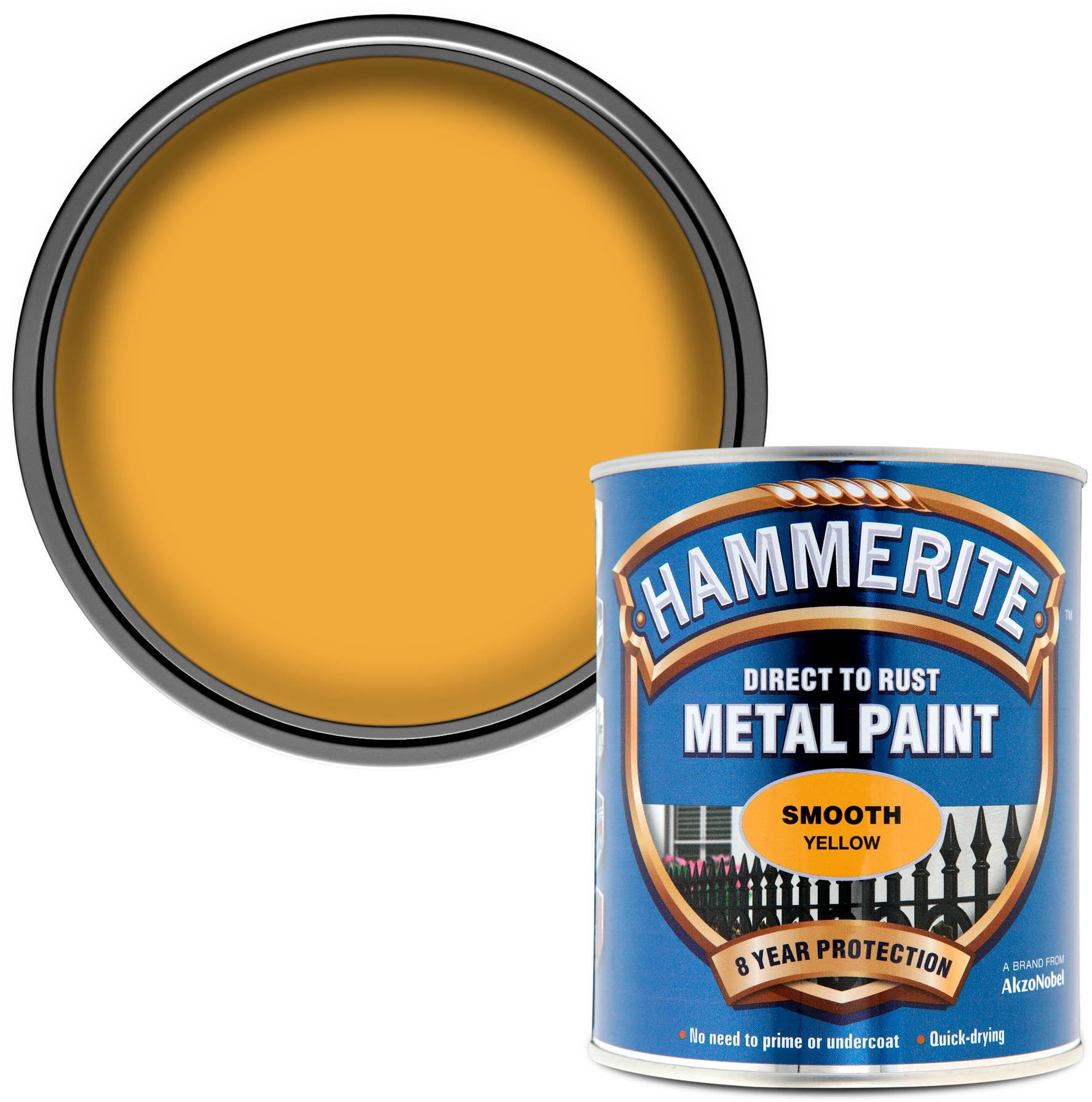 Hammerite Direct to Rust Metal Paint Smooth Yellow 750ml