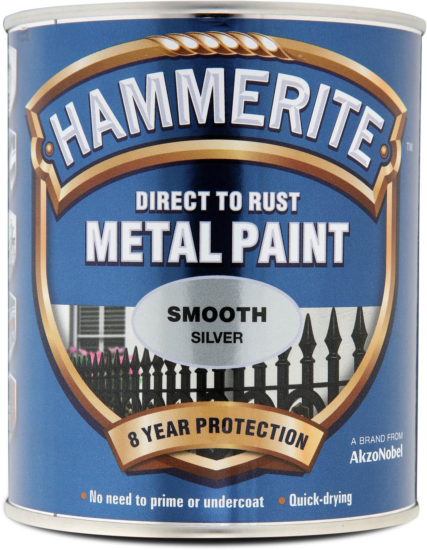 Hammerite Direct to Rust Metal Paint Smooth Silver 750ml