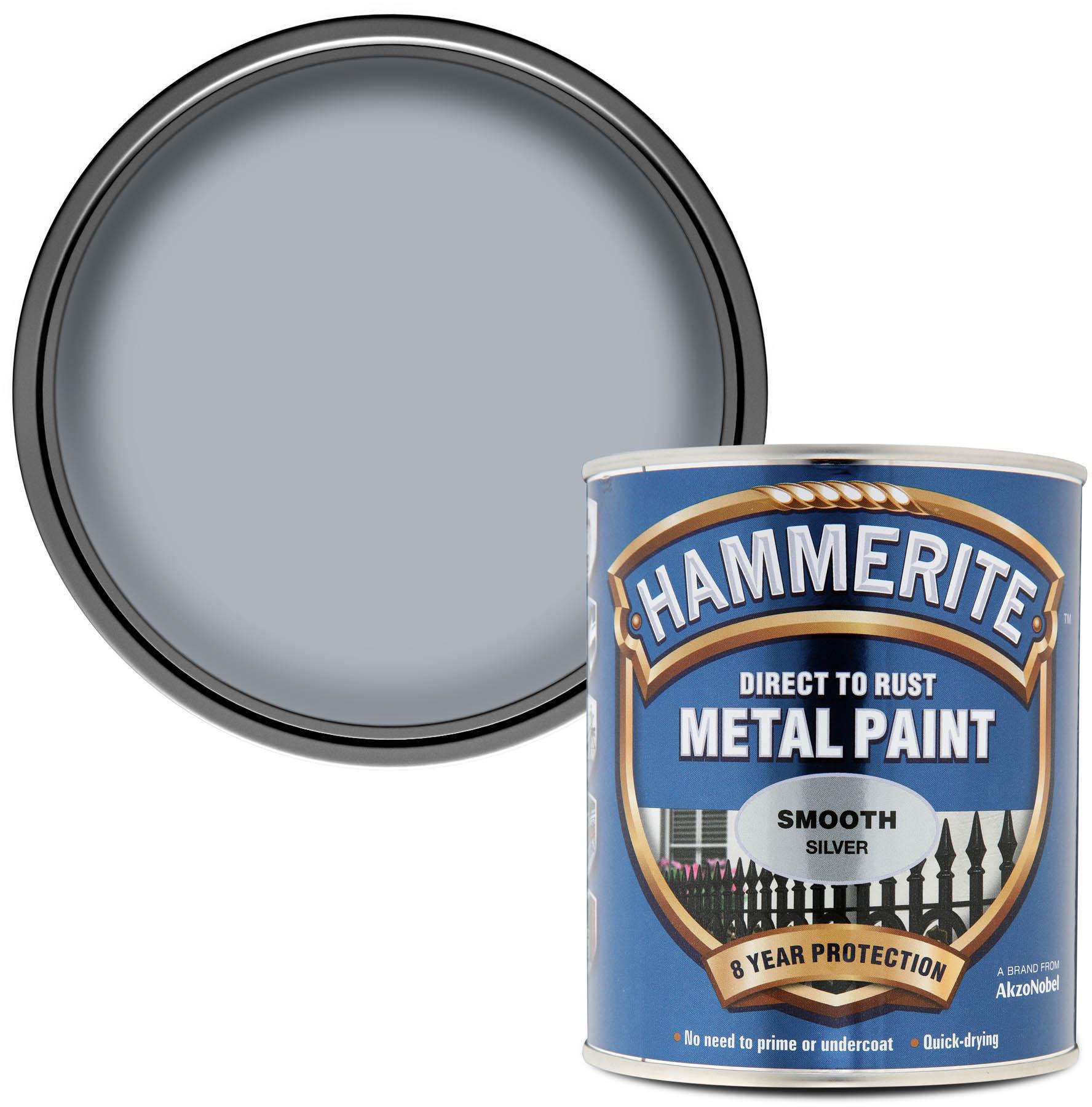 Hammerite Direct to Rust Metal Paint Smooth Silver 750ml