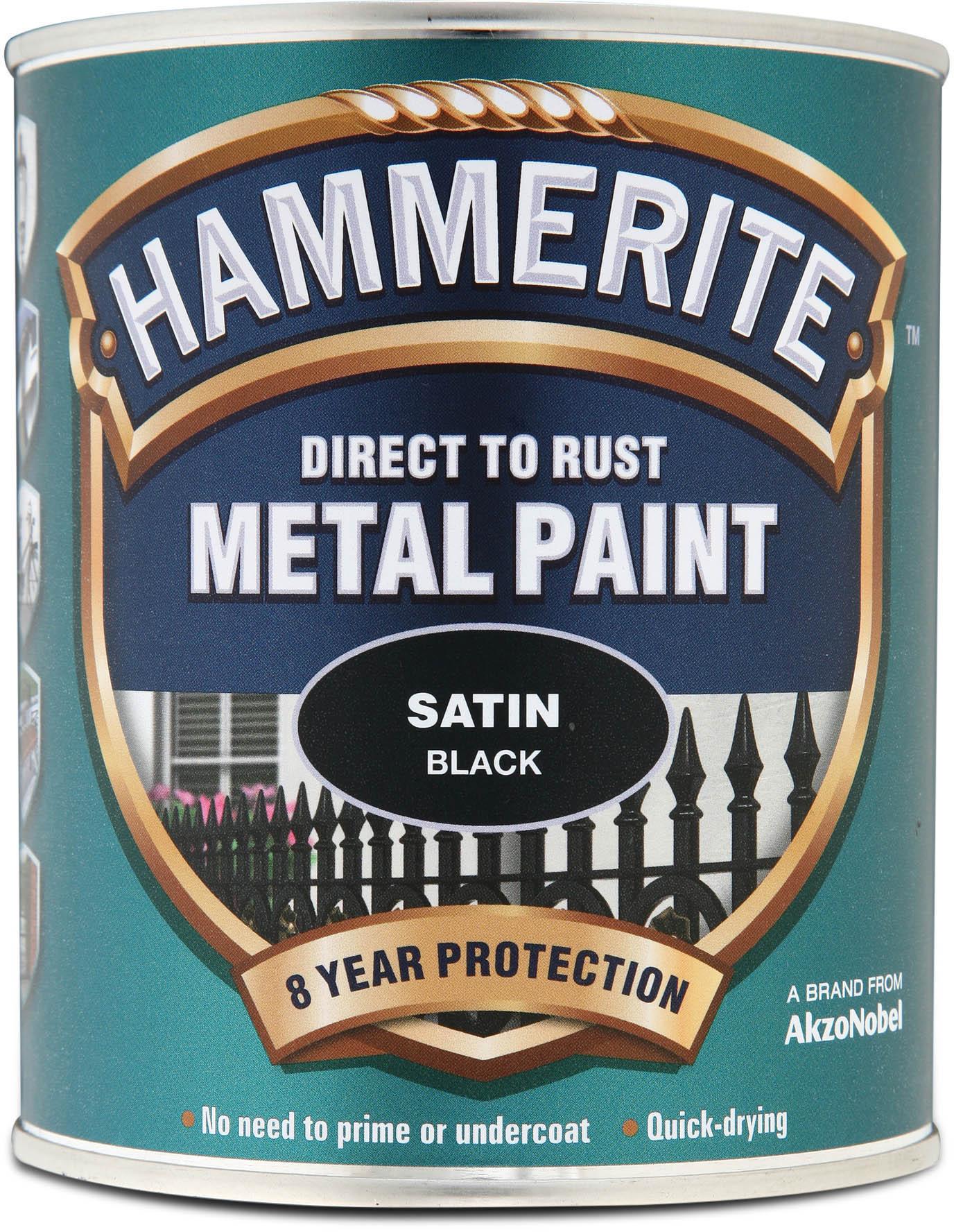 Hammerite Direct to Rust Metal Paint Satin Black 750ml