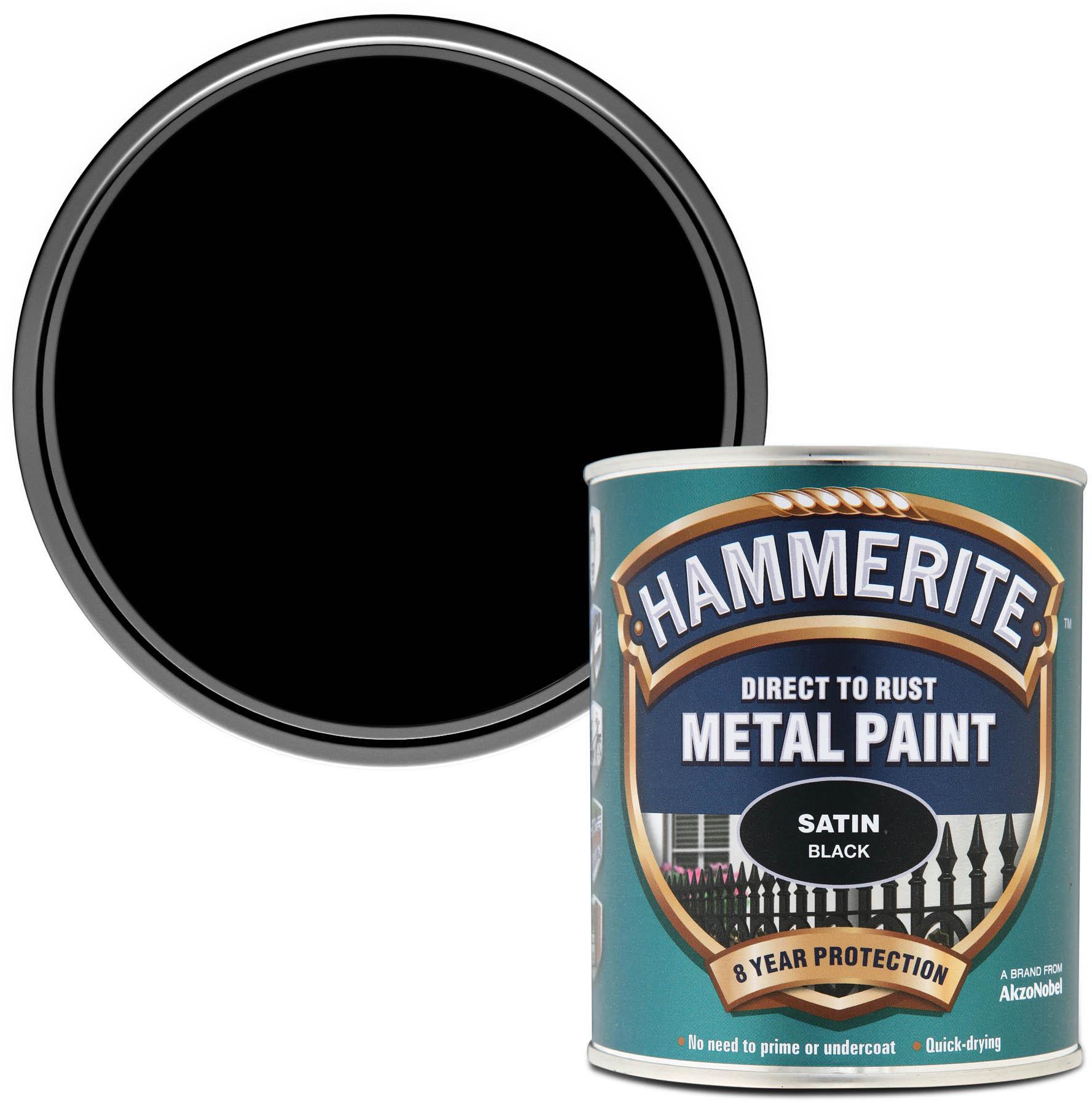 Hammerite Direct to Rust Metal Paint Satin Black 750ml
