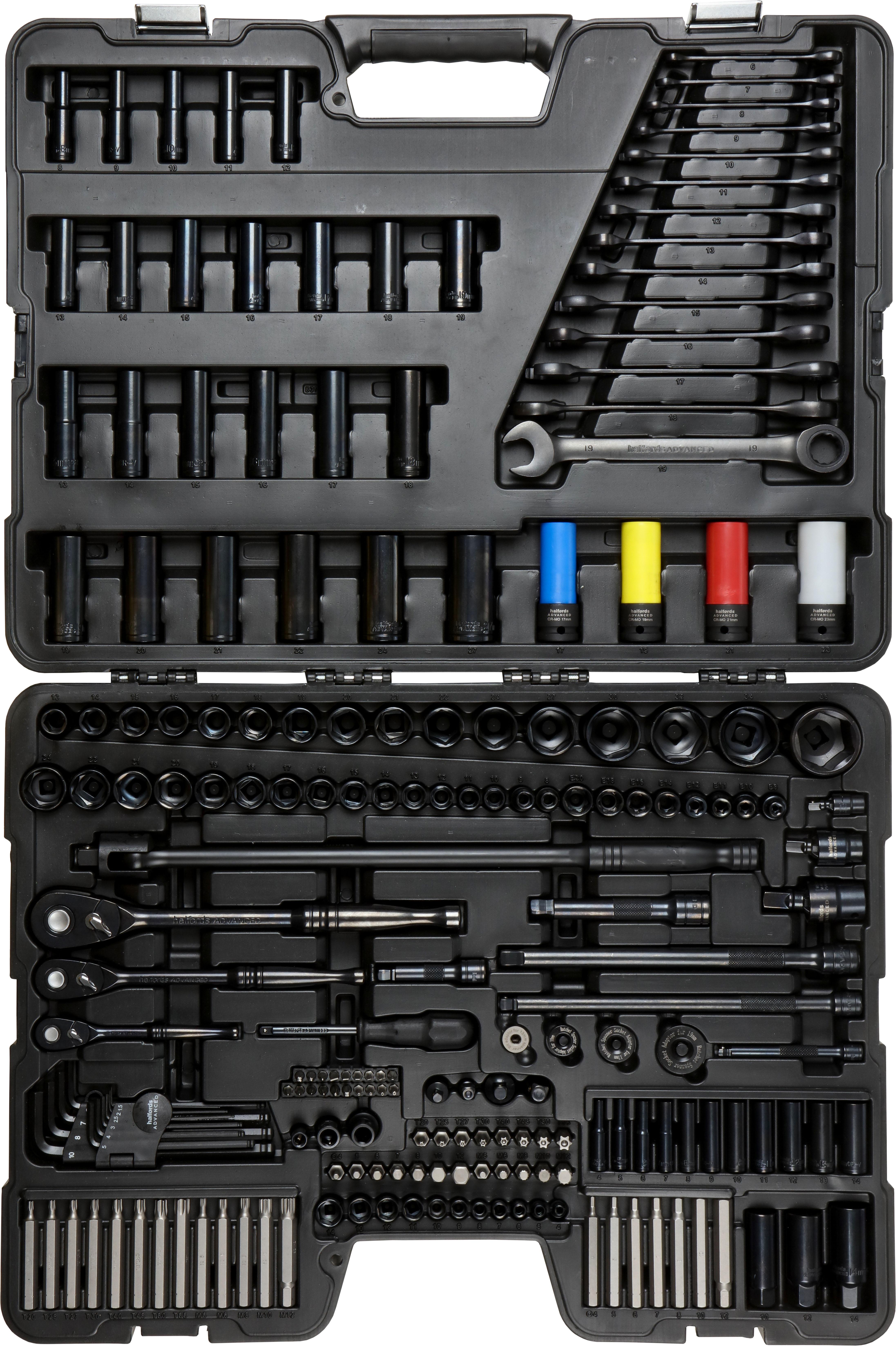 Halfords Advanced 200 Piece Socket and Ratchet Spanner Set - Limited Black Edition