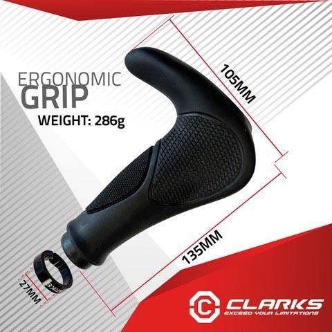 Clarks Ergonomic Bike Grips Black 3 Clarks Ergonomic Bike Grips Black