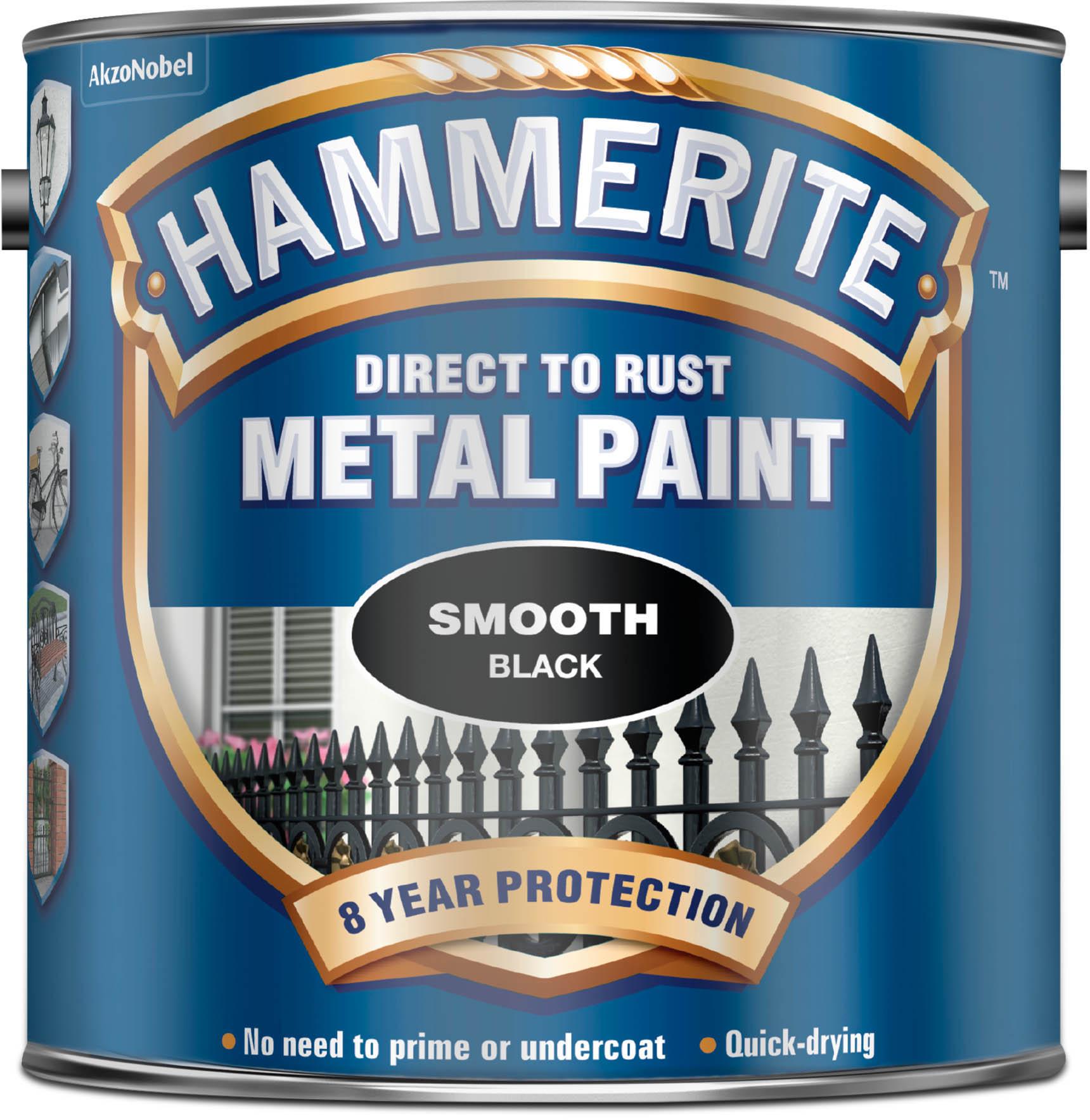 Hammerite Direct to Rust Metal Paint Smooth Black 2.5L