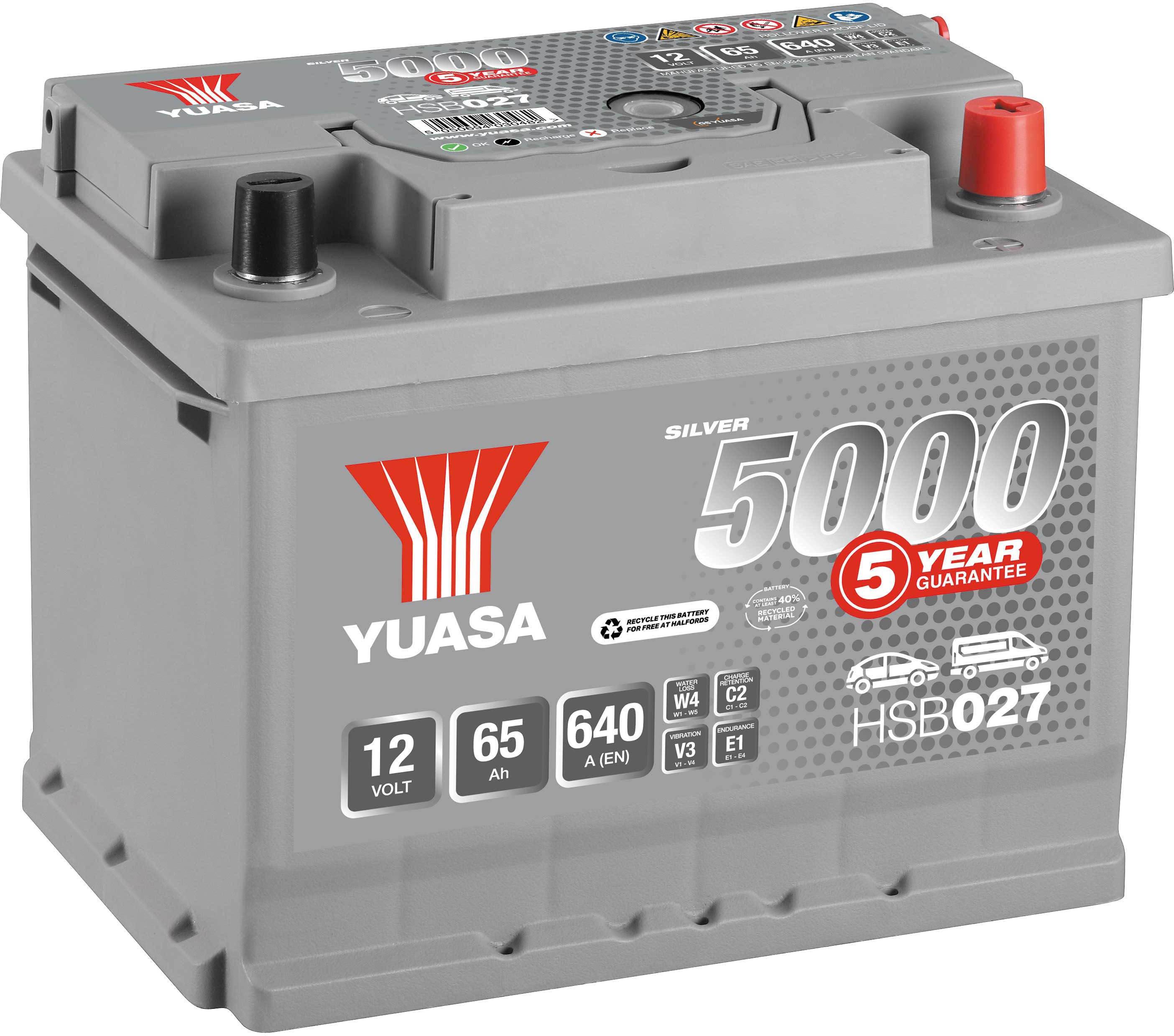 Yuasa HSB027 12V Car Battery 5 Year Guarantee