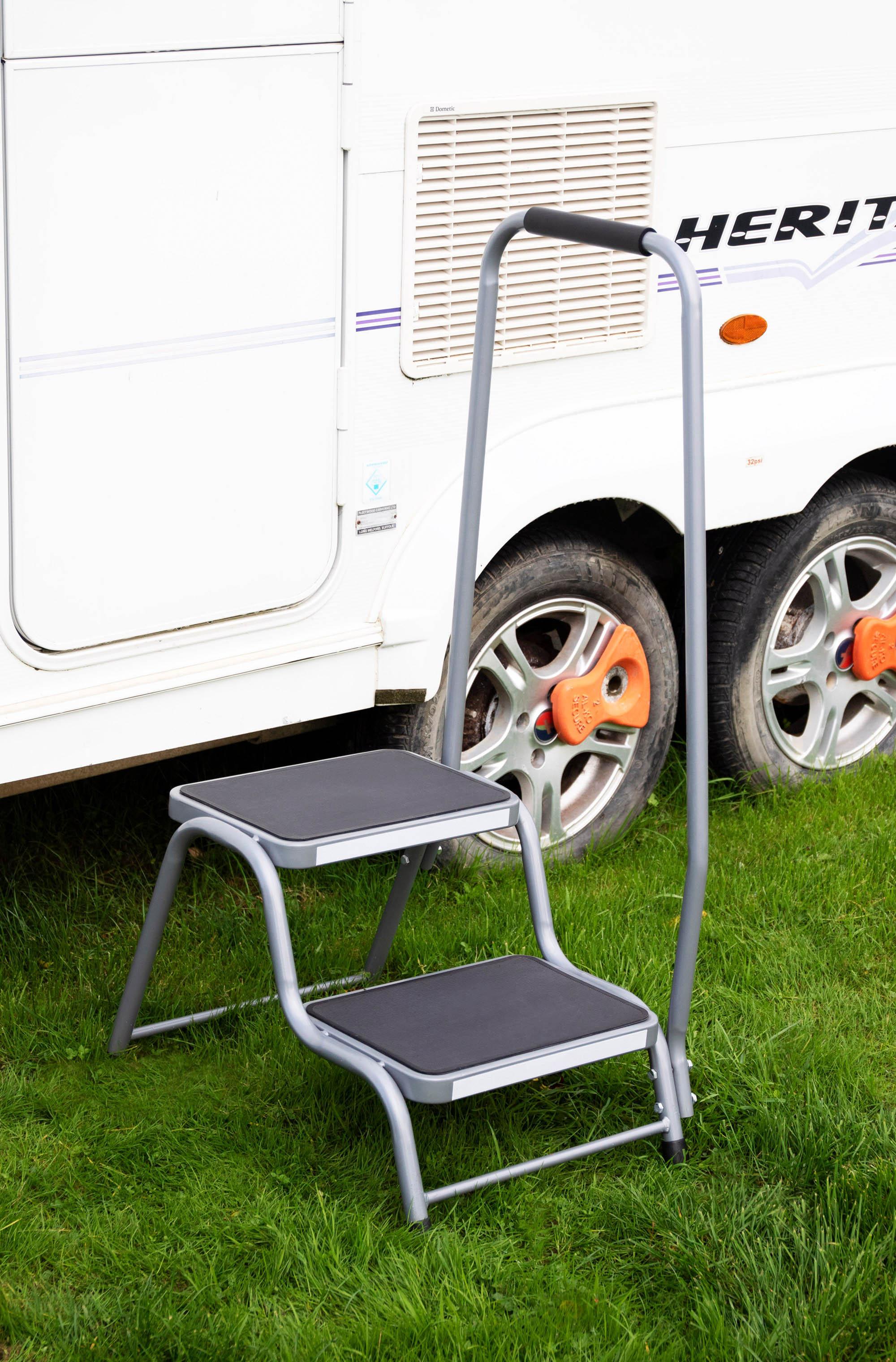 Double Steel Caravan Step with Handrail 3 Double Steel Caravan Step with Handrail