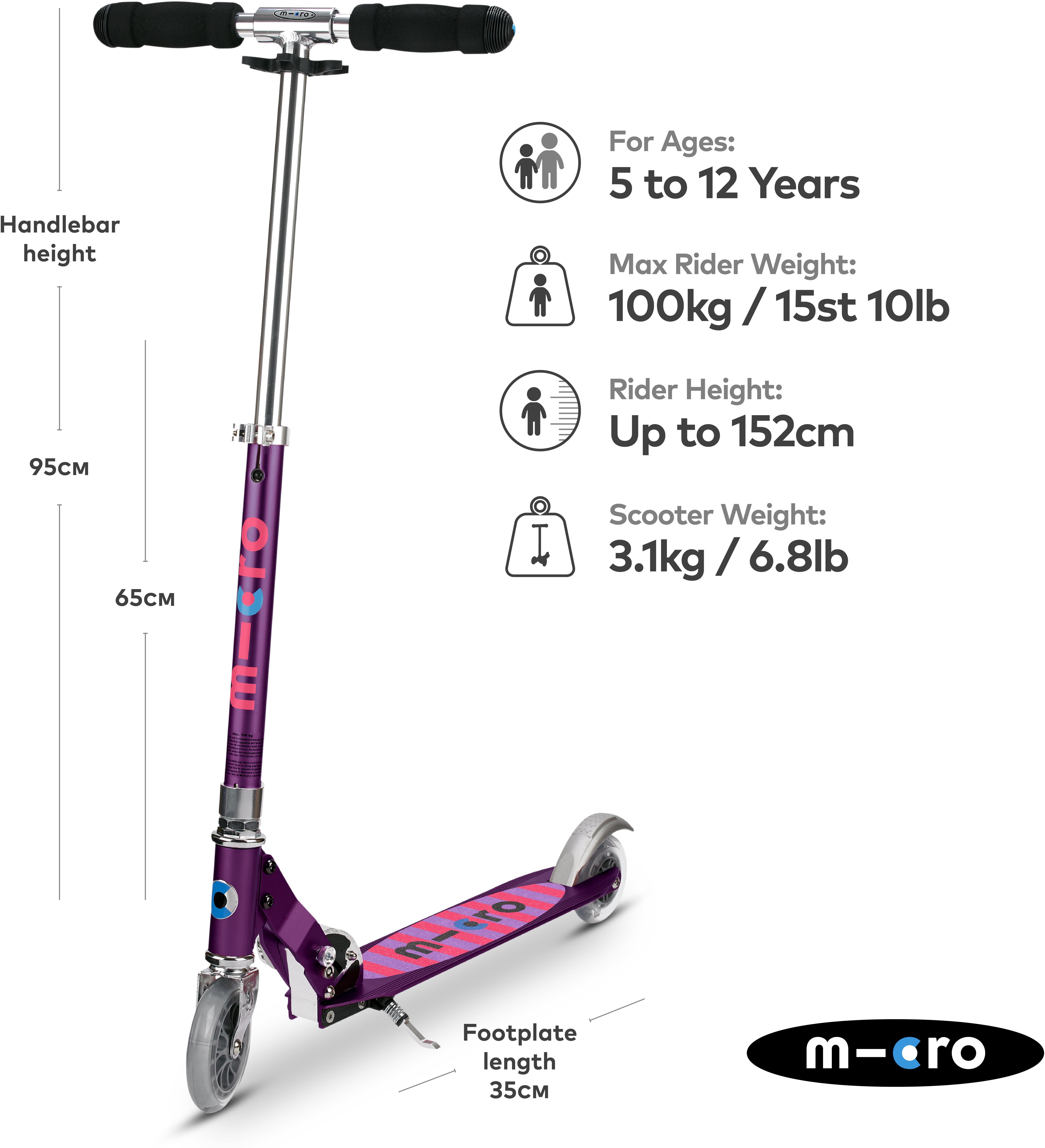 Micro Sprite Classic Kids Scooter, Purple