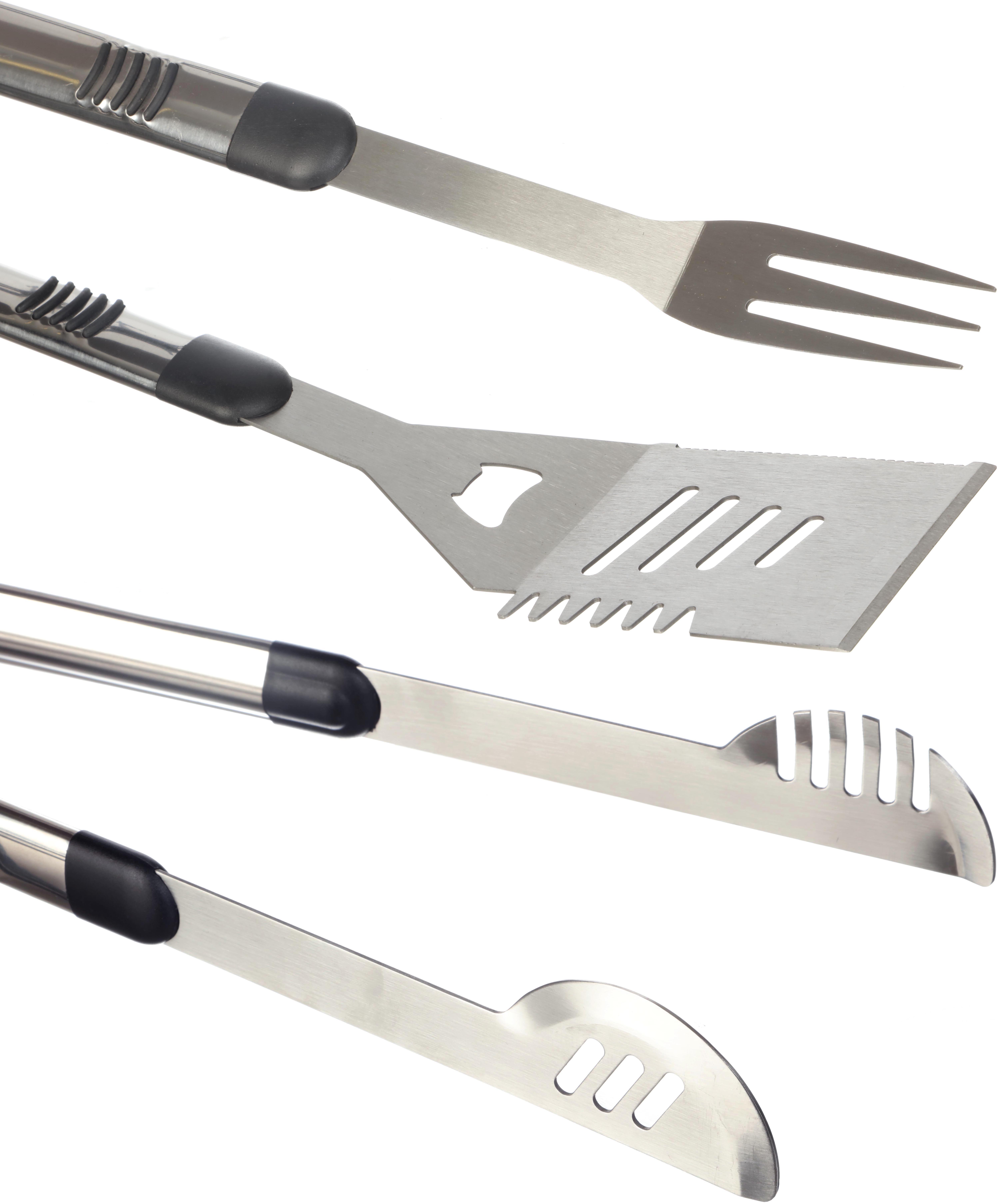 Halfords 3pc Long Handled BBQ Tool Set with Storage Case