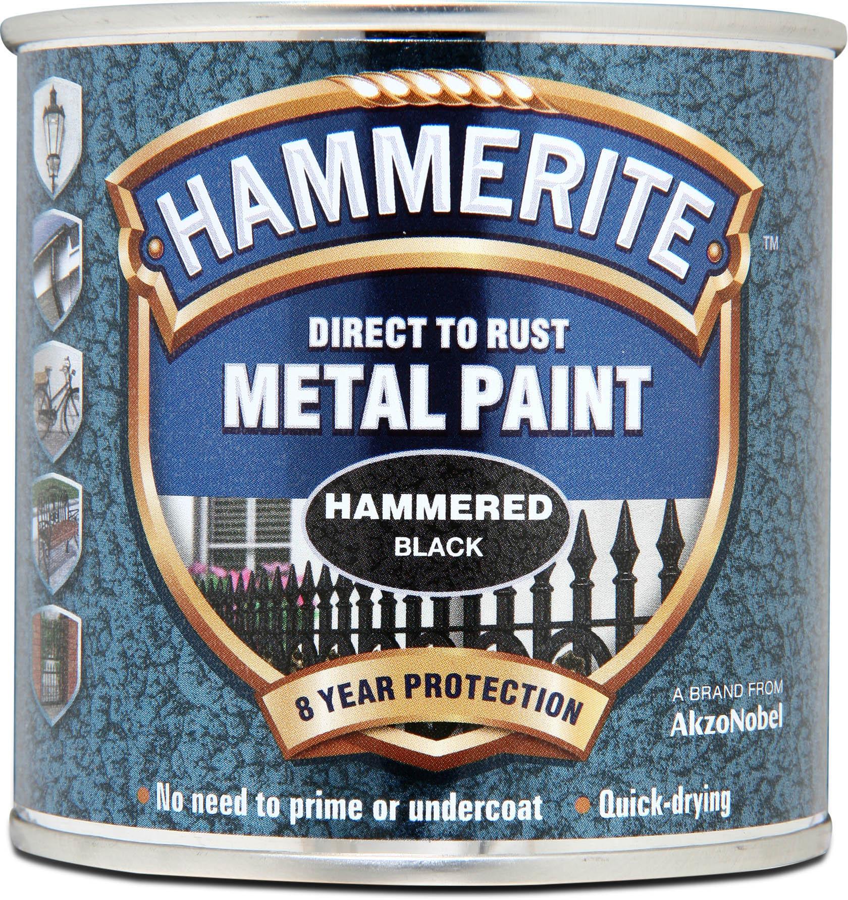 Hammerite Direct to Rust Metal Paint Hammered Black 250ml