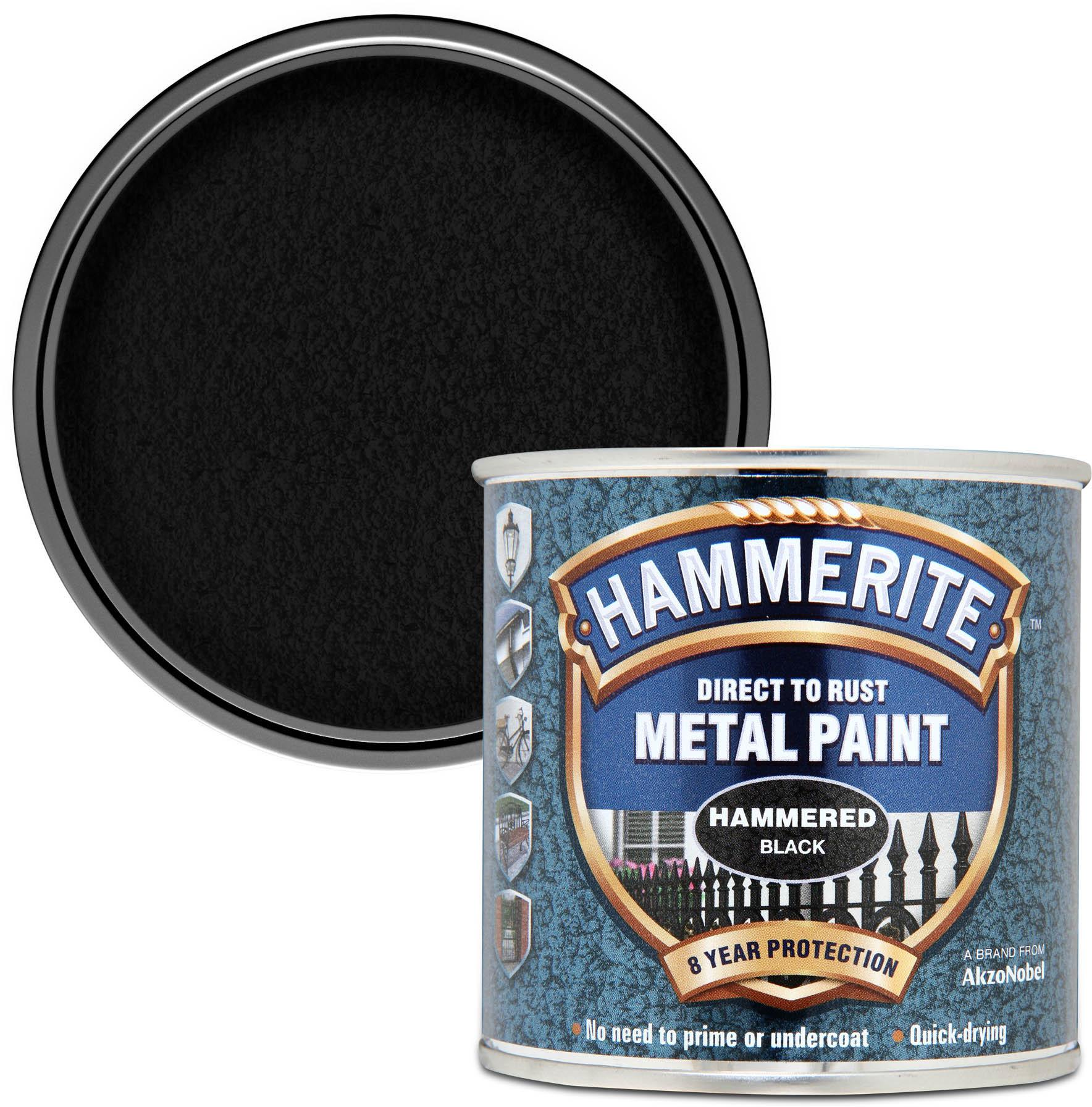 Hammerite Direct to Rust Metal Paint Hammered Black 250ml